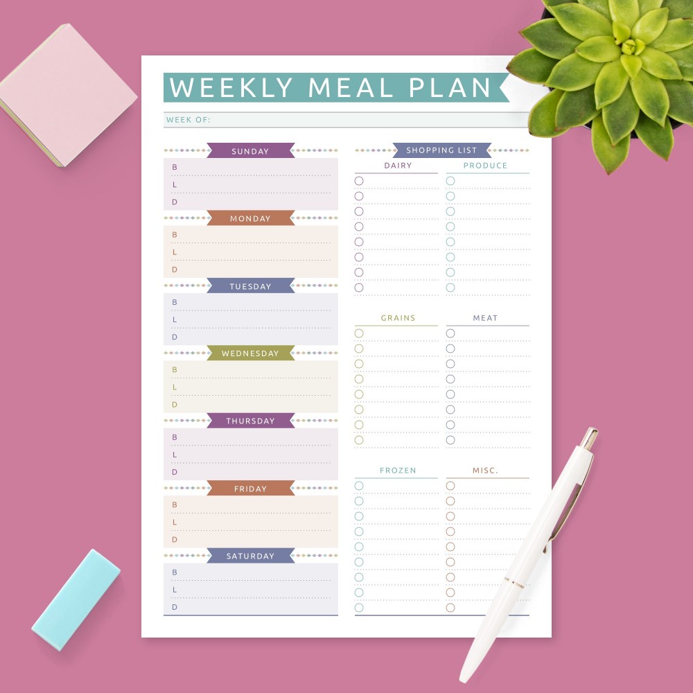 grocery list planner printable