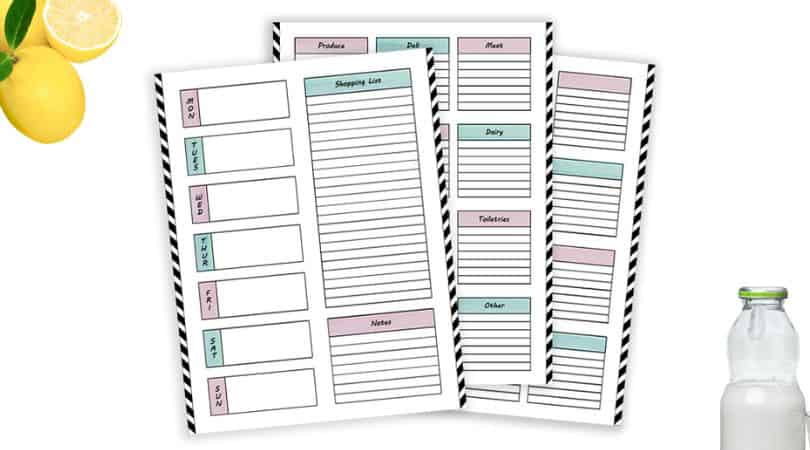 Free Meal Planning Template With Categorized Grocery List - Printable