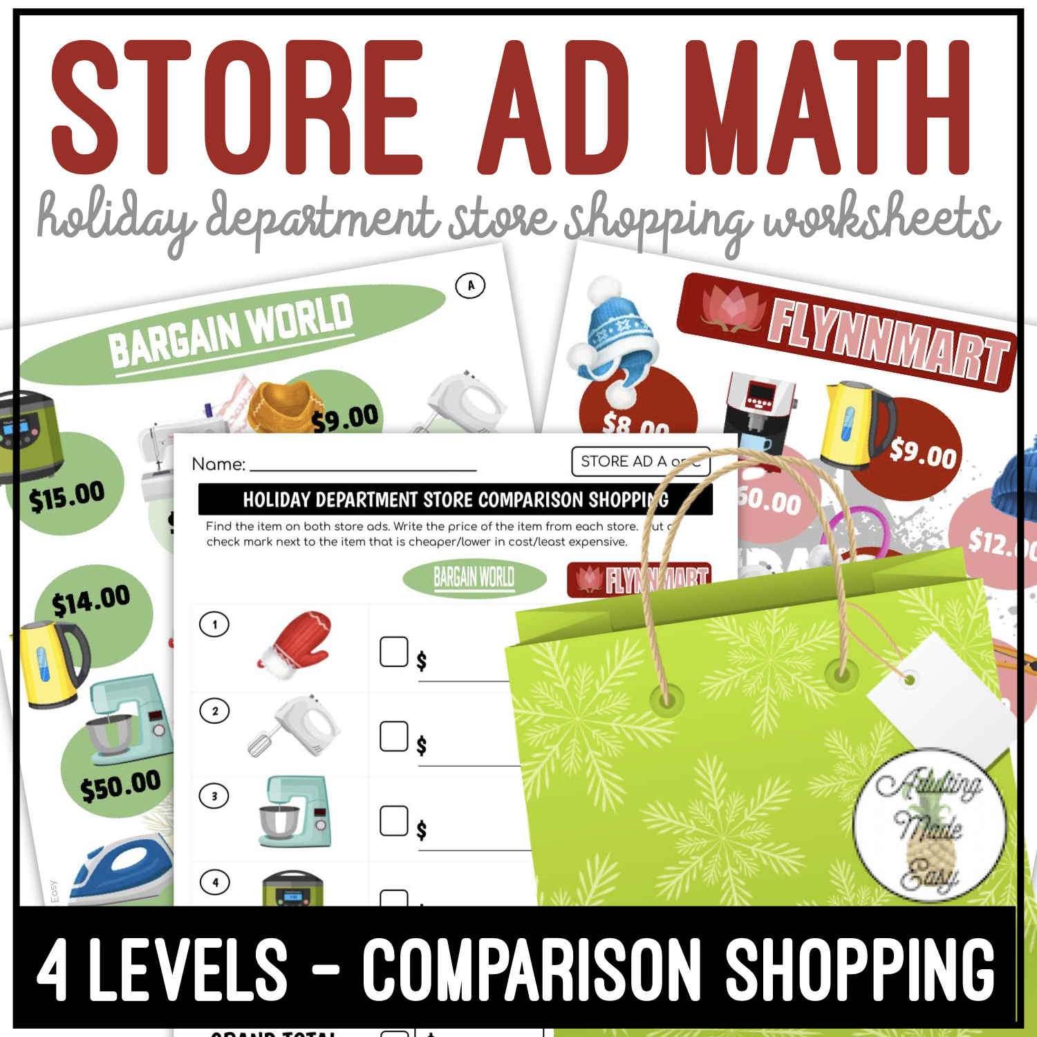 Holiday Department Store Ad Math Comparison Shopping Worksheets Library