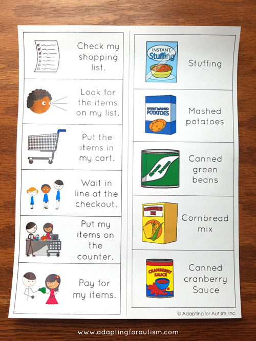 grocery store worksheet for life skills