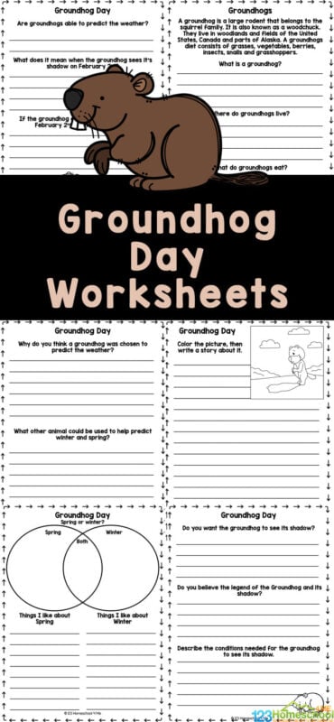 FREE Printable Groundhog Day Worksheets for 1st-4th grade