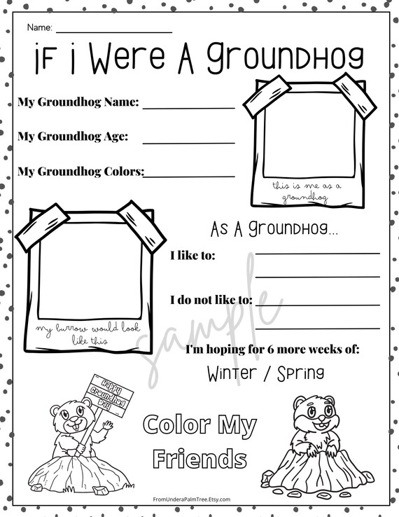 ground hogs day worksheet kg