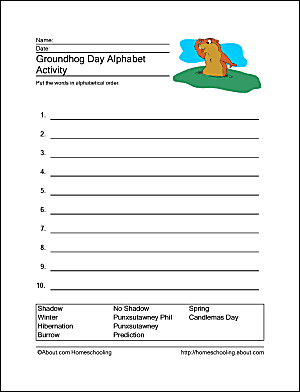 Groundhog Day Wordsearch, Crossword Puzzle, and More