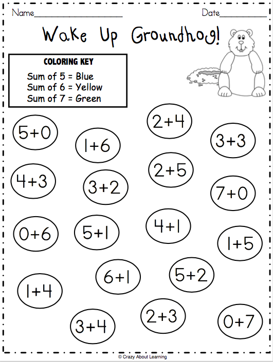 Groundhog Day Color By Addition | Made By Teachers