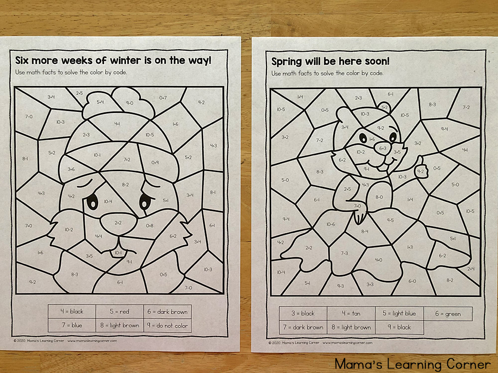Groundhog Day Color By Code Worksheets - Mamas Learning Corner