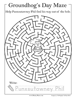 Groundhogs Day Mazes -Worksheets Library