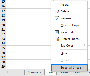 grouping worksheet in excel