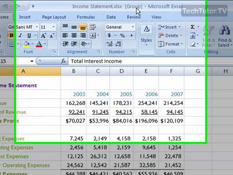 Group Worksheets in Excel 2007