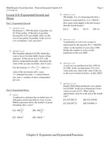 Exponential Growth and Decay Worksheet for 9th - 11th Grade ...