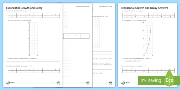 growth and decay worksheet answers