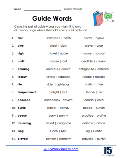 Guide Words Worksheets - 15 Worksheets Library
