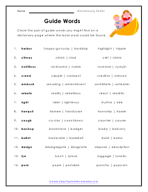 Dictionary Skills Worksheets