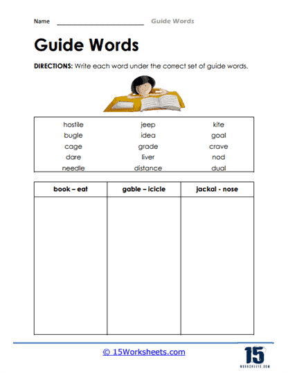 guide words worksheet 5th grade