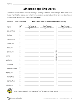 5th grade spelling words (list #17 of 36) | 5th grade Word lists ...