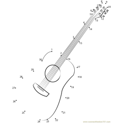 Guitar Connect the Dots Worksheets Printable for Kids