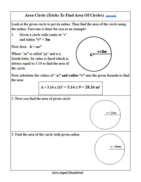 Area of a circle