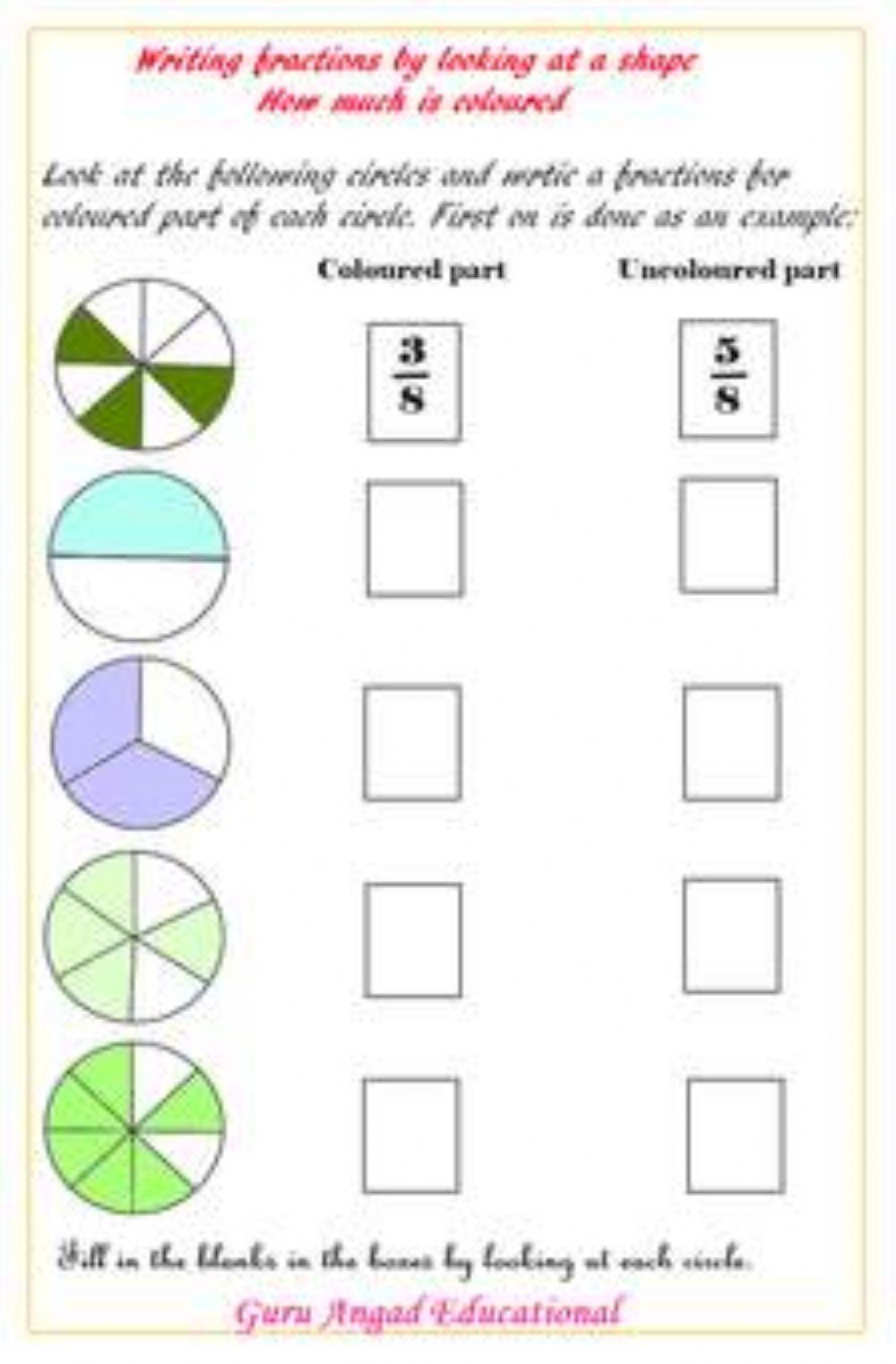 Fraction interactive worksheet  