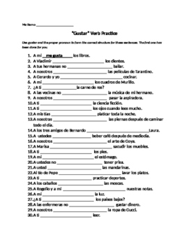 Gustar and Verbs Like Gustar - Notes and Worksheet | PDF ...