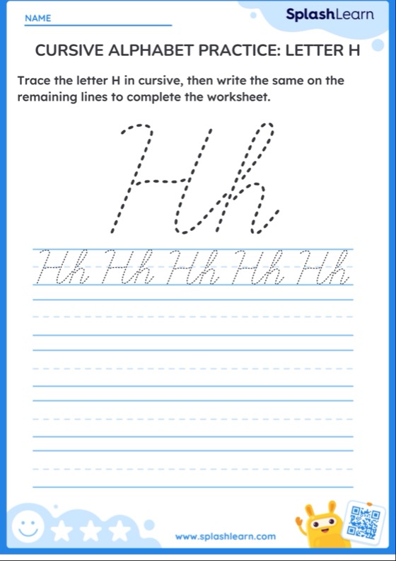 Cursive Alphabet Practice: Uppercase and Lowercase Letter H ...