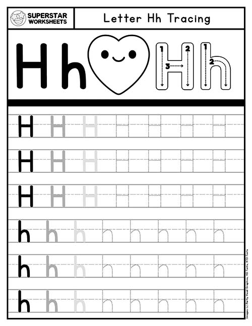 h worksheet for preschool