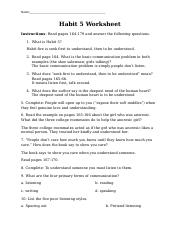 Habit 5 Worksheet - Name: Habit 5 Worksheet Instructions: Read ...