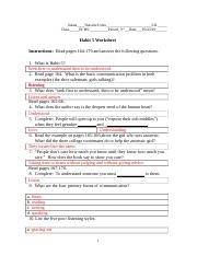 Habit 5 Worksheet - Name: Habit 5 Worksheet Instructions: Read ...