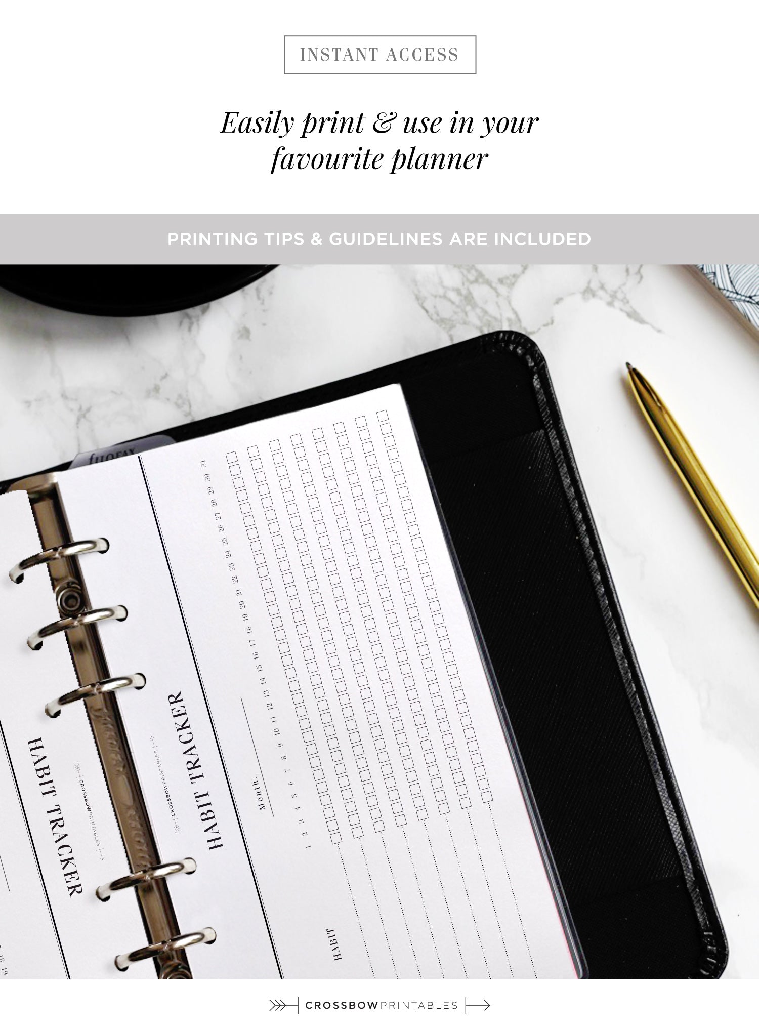 Habit Checklist: Personal Size Printable - Crossbow Planner Co.