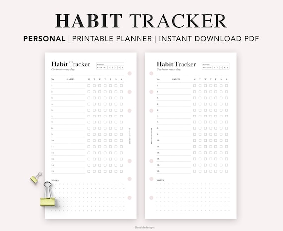 habit tracker printable personal size