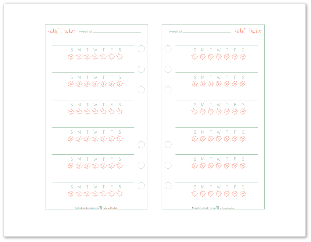 habit tracker printable personal size