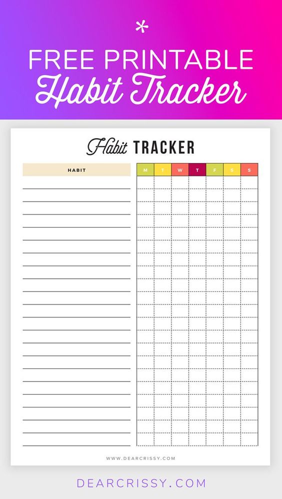 habit tracker printable personal size