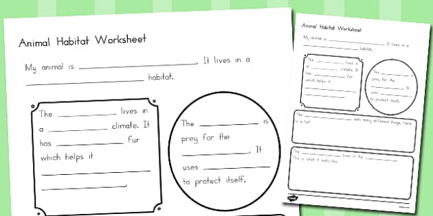 Animal Habitat Worksheet (teacher made) - Twinkl