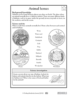 Animal habitats | 3rd grade, 4th grade Science Worksheet ...