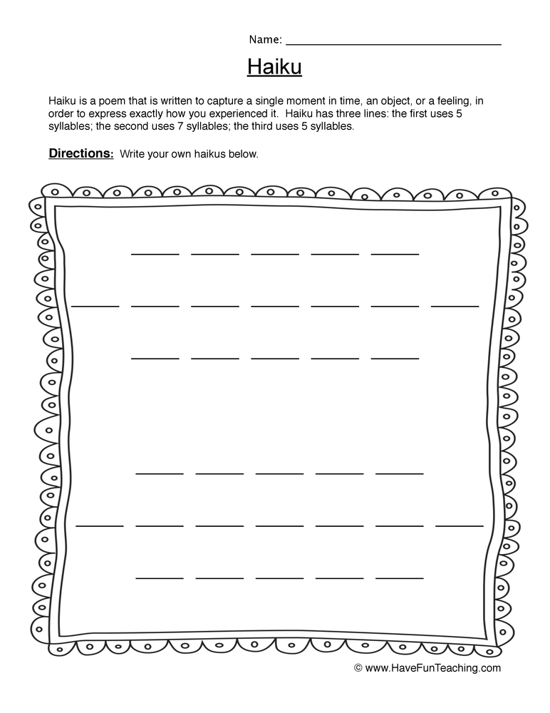 Haiku Blank Worksheet  