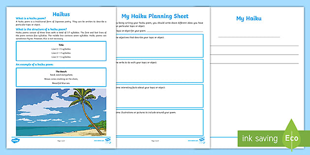 haiku poems worksheet
