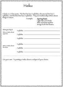 Haiku Poetry Worksheet - Homeschool Helper Online