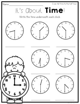Telling Time to the Hour and Half-Hour Worksheets - Natalie Lynn ...