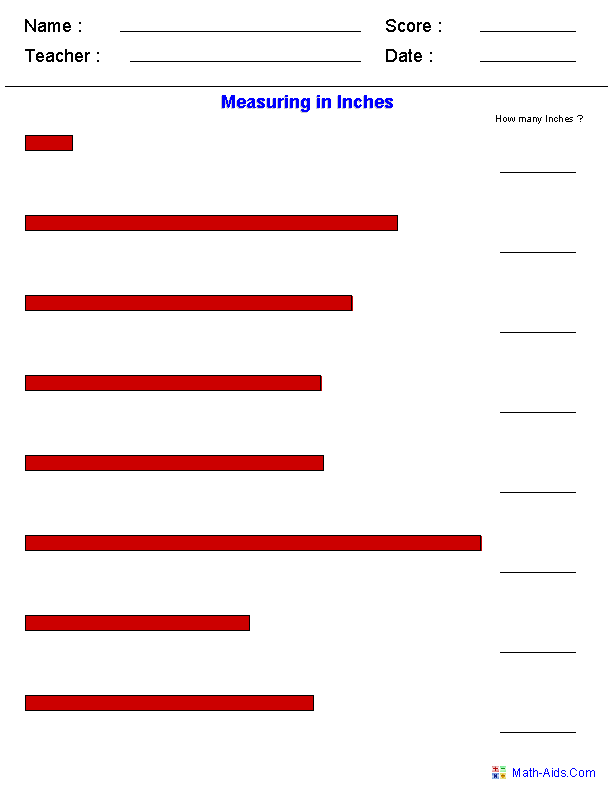 half inch measuring worksheet