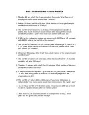 Half Life Worksheet - Extra Practice.docx - Half Life Worksheet ...
