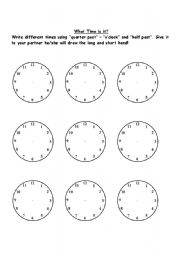 Time - o´clock; half past; quarter past - ESL worksheet by Miss.Euge