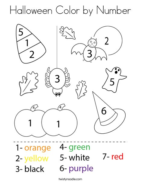 halloween color by number worksheet