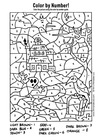 halloween color by number worksheet