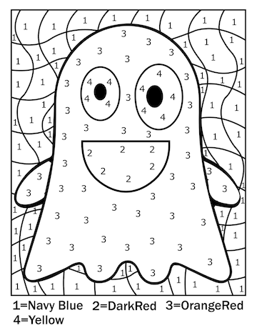 halloween color by number worksheet