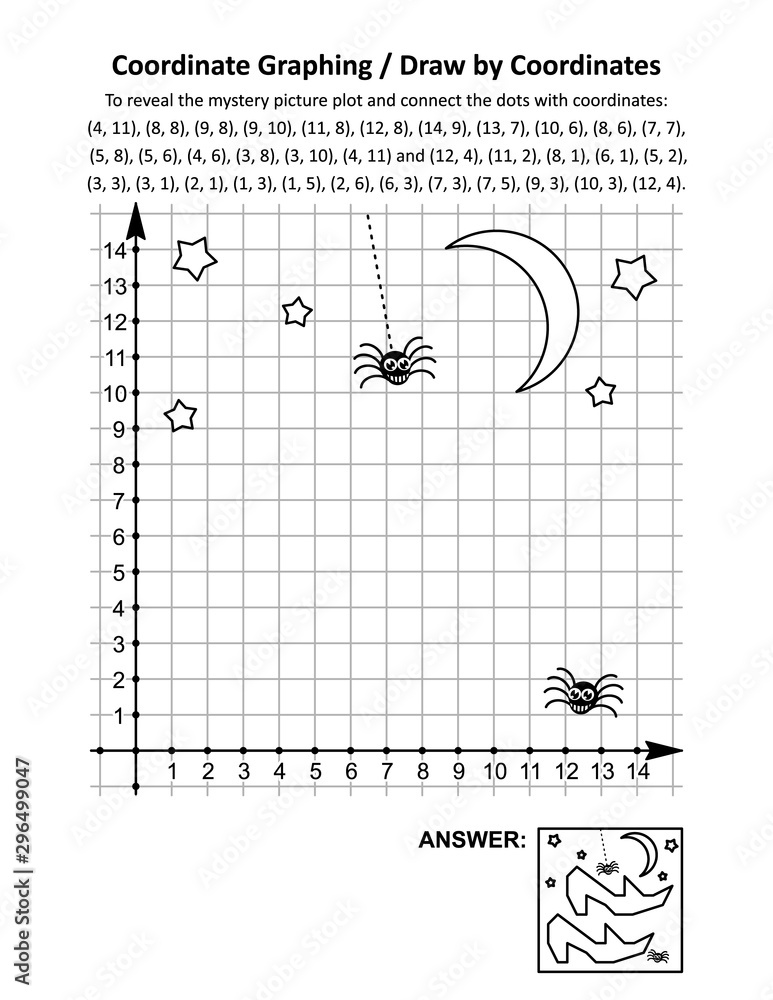 Coordinate graphing, or draw by coordinates, math worksheet with ...
