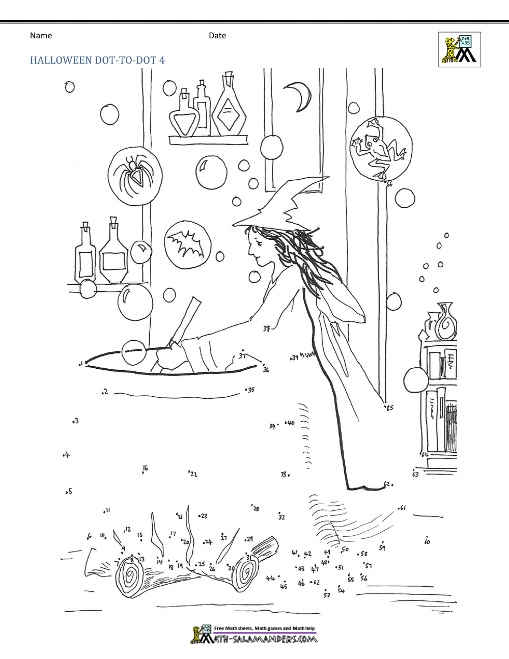halloween dot to dot worksheet
