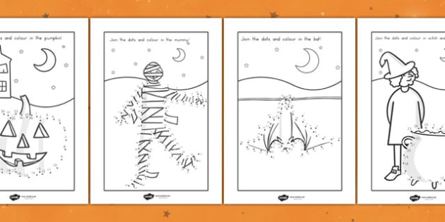 halloween dot to dot worksheet