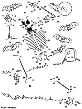 Skeleton Dot-to-Dot / Connect the Dots PDF | Halloween Dot-to-Dot