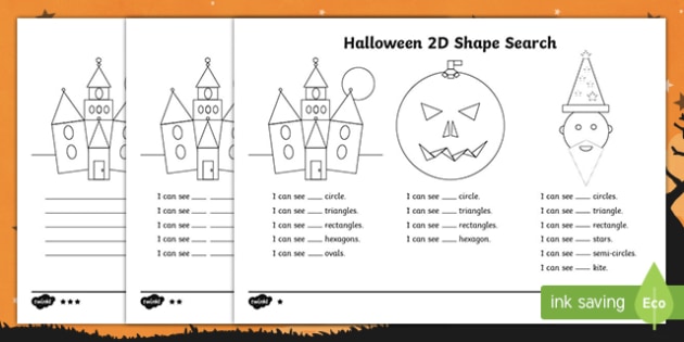 Halloween Shapes | 2D Shape Search Worksheet (teacher made)