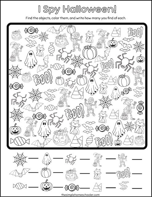 Hidden Pictures Halloween Free Printables