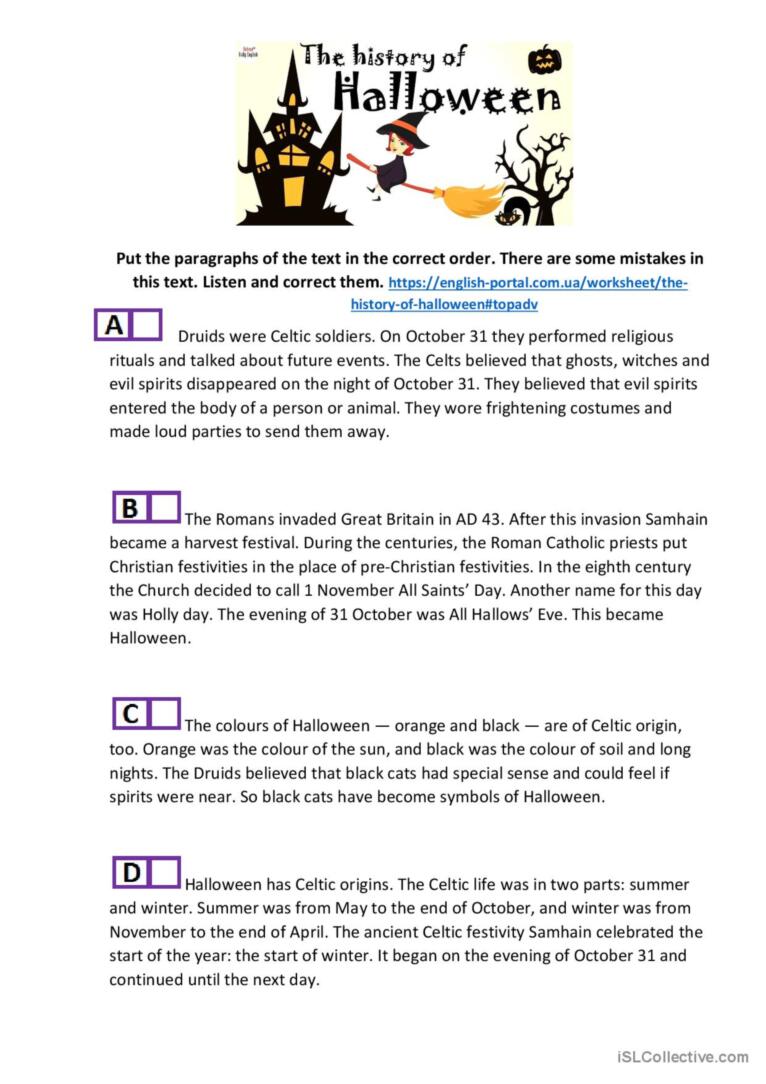 halloween history worksheet