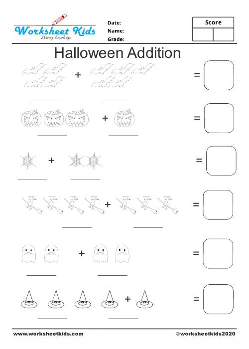 Halloween math worksheets for preschool &amp; kindergarten | Free ...